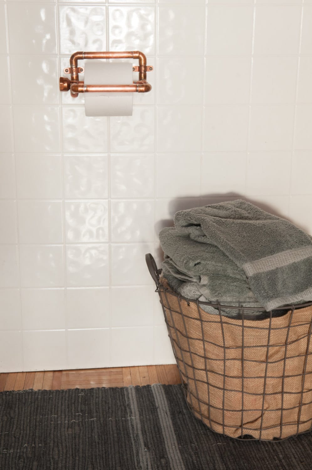 Industrial Copper Toilet Paper Holder